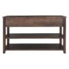 Retro Design Console Table With Two Open Shelves, Pine Frame And Legs For Living Room - Espresso - Image 9