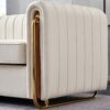 Contemporary Velvet Sofa Couch For Living Room - Beige - Image 8