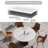 53.15" Modern Artificial Stone Round Carbon Steel Base Dining Table, Can Accommodate 6 People - White / Black - Image 4