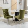 Nikki - Modern, High-End Tufted Solid Wood Contemporary Velvet Upholstered Dining Chair With Chrome Stainless Steel Plating Legs, Nailhead Trim (Set of 2) - Olive Green / Chrome - Image 15