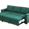 Lucca - Linen Reversible Sleeper Sectional Sofa With Storage Chaise - Green - Image 3