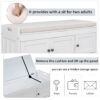 Storage Bench With 3 Shutter-Shaped Doors, Shoe Bench With Removable Cushion And Hidden Storage Space - White - Image 7