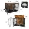 Modern Kennel Dogs Room Up To 80 Lb, Dog Crate Furniture With Multi-Purpose Rremovable Ttray, Double-Door Dog House, Lift Panel, 360 Degree Rotation, 3 Height Adjustable Feeding Bowls - Antique Brown - Image 5