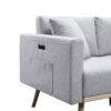Easton - Linen Fabric Sofa, Loveseat, Chair Living Room With USB Charging Ports Pockets And Pillows (Set of 3) - Light Gray - Image 8