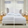 Hannah - King Upholstered Wingback Bed Size, Tall Headboard Upholstered King Bed, Premium Textured Canvas Chenille Look, Minimalist Designs, No Box Spring Needed - Ivory - Image 12
