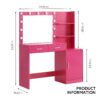 Vanity Desk With Mirror And Lights, 46.4In Dressing Table With 2 Large Drawer & Large Vertical Organizer, 3 Level Dresser & 3 Lighting Modes Adjustable Brightness, Suitable For Bedroom - Rose Pink - Image 6