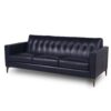Mid-Century Tufted Leather Sofa - Navy - Image 2