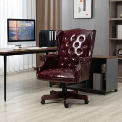 Executive Office Chair, High Back Reclining Comfortable Desk Chair With Smooth Glide Caster Wheels - Burgundy