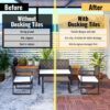 30 Piece Interlocking Deck Tiles Striped Pattern, Square Acacia Hardwood Outdoor Flooring For Patio, Bancony, Pool Side - Brown - Image 9