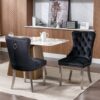Nikki - Modern, High-End Tufted Solid Wood Contemporary Velvet Upholstered Dining Chair With Chrome Stainless Steel Plating Legs, Nailhead Trim (Set of 2) - Black / Chrome - Image 14