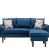 Mia - Sectional Sofa Chaise With USB Charger And Pillows - Blue - Image 2