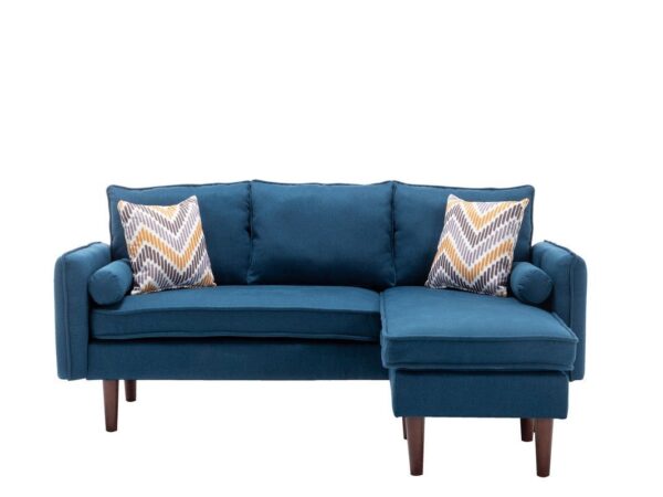 Mia - Sectional Sofa Chaise With USB Charger And Pillows - Blue