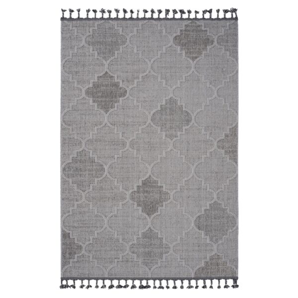 Guros - 4' X 6' Trellis Indoor / Outdoor Area Rug - White / Gray