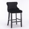 Contemporary Velvet Upholstered Wing-Back Barstools With Button Tufted Decoration And Wooden Legs, And Chrome Nailhead Trim, Leisure Style Bar Chairs, Bar Stools (Set of 4) - Black - Image 5