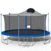 Trampoline For Adults & Kids With Basketball Hoop, Outdoor Trampolines With Ladder And Safety Enclosure Net For Kids And Adults - Blue - Image 3