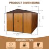 Outdoor Metal Storage Shed With Metal Floor Base - Coffee - Image 11