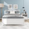 Full Bed With Headboard And Footboard For Kids, Teens, Adults, With A Nightstand - White - Image 3