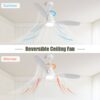 Wooden Ceiling Fan White 3 Solid Wood Blades Remote Control Reversible Dc Motor With LED Light - Matte White - Image 4