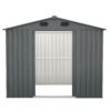 Outdoor Storage Shed, 8' x 6' Galvanized Steel Garden Shed With 4 Vents & Double Sliding Door, Utility Tool Shed Storage House For Backyard, Patio, Lawn - Dark Gray - Image 2