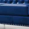Wide Sofa With Jeweled Buttons, Square Arm, 2 Pillows - Blue - Image 8