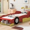 Twin Size Race Car-Shaped Platform Bed With Wheels - Red - Image 17