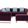 Maddie - Velvet 5 Seater Sectional Sofa With Storage Ottoman - Purple - Image 2