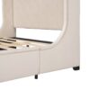 Queen Size Storage Upholstered Platform Bed With Wingback Headboard And A Big Drawer - Beige - Image 4