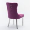 Nikki - Modern, High-End Tufted Solid Wood Contemporary Velvet Upholstered Dining Chair With Chrome Stainless Steel Plating Legs, Nailhead Trim (Set of 2) - Purple / Chrome - Image 7