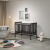 Crib 3 In 1 Convertible, Made Of Sustainable Pinewood, Non Toxic Finish, Comes With Locking Wheels, Wooden Nursery Furniture - Storm Black - Image 4