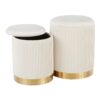 Marla - Contemporary Nesting Pleated Ottoman Set - Gold / Cream - Image 2