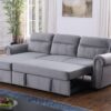 Ashton - Velvet Fabric Reversible Sleeper Sectional Sofa Chaise - Gray - Image 11