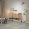 Crib 3 In 1 Convertible, Made Of Sustainable Pinewood, Non Toxic Finish, Comes With Locking Wheels, Wooden Nursery Furniture - Natural - Image 3