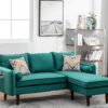 Mia - Sectional Sofa Chaise With USB Charger And Pillows - Green - Image 4