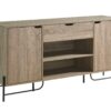 Buffet With Metal Legs With Two Door One Drawer Six Shelves - Brown / Black - Image 4