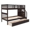 Stairway Twin Over Twin Bunk Bed With Three Drawers For Bedroom - Espresso - Image 5