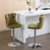 Swivel Velvet Barstools Adjusatble Seat Height From 25-33", Modern Upholstered Chrome Base Bar Stools With Backs Comfortable Tufted For Home Pub And Kitchen Island (Set of 2), 1712Ol - Olive Green - Image 16