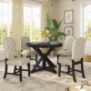 Functional Furniture Retro Style Dining Table Set With Extendable Table And 4 Upholstered Chairs For Dining Room And Living Room - Espresso - Image 5