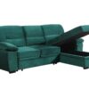 Kipling - Velvet Fabric Reversible Sleeper Sectional Sofa Chaise - Green - Image 4