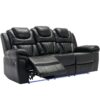 3 Pieces Recliner Sofa Sets Home Theater Seating Manual Recliner Chair With Center Console And Led Light Strip For Living Room - Black - Image 14