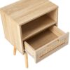 15.75" Rattan End Table With Drawer And Solid Wood Legs, Modern Nightstand, Side Table For Living Room, Bedroom - Natural - Image 13