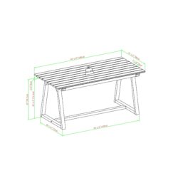 Contemporary Solid Wood Slat Top Patio Dining Table - Natural