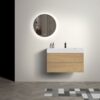 Alice - U042-Alice36-106 Bathroom Vanity With Black Sink, Large Storage Wall Mounted Floating Bathroom Vanity For Modern Bathroom, One-Piece Black Sink Basin Without Drain - Oak / White - Image 2