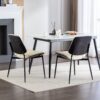 Dining Chairs Mid-Century Modern Retro Faux Leather Chair With Walnut Bentwood Back Upholstered Seat Metal Legs Adjustable Foot For Kitchen Dining Room Chairs (Set of 2) - Beige - Image 17