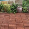 Acacia Wood Interlocking Deck Tiles Striped Pattern, 20 Piece Square Acacia Hardwood Outdoor Flooring For Patio, Bancony, Pool Side - Brown - Image 13