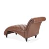 Tufted Armless Chaise Lounge - Brown - Image 5