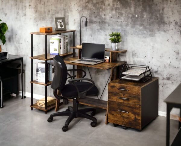 Nypho - Writing Desk - Weathered Oak / Black