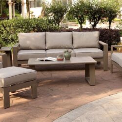 6 Piece Sofa Seating Group With Cushions, Wood Grained - Light Brown