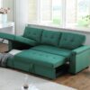 Lucca - Linen Reversible Sleeper Sectional Sofa With Storage Chaise - Green - Image 11