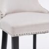 Contemporary Velvet Upholstered Wing-Back Barstools With Button Tufted Decoration And Wooden Legs, And Chrome Nailhead Trim, Leisure Style Bar Chairs, Bar Stools (Set of 4) - Beige - Image 10