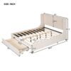 Queen Size Storage Upholstered Platform Bed With Wingback Headboard And A Big Drawer - Beige - Image 12